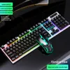 Teclado para jogos Russo EN Teclado RGB Backlight Teclados e mouse com fio Gamer para computador Epacket275S