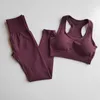 Roupa de Yoga Conjunto de ginástica sem costura Nylon Woman Sportswear 2 peças Exercício Leggings Sports acolchoados Bras fitness Wear Sets Punha