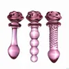 Crystal Rose Penis Glass Herrkvinnor G-Spot Anal Plug Beads Masturbation Erotic Expander Vuxen Sexig leksaksprodukter Prostata