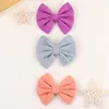 Hair Accessories 3Pcs 4.5 Inch Sailor Bow Clips For Baby Girls Cotton Linen Bows Barrettes Kids Hairbow HairgripsHair