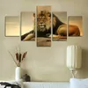 Affiche d'animaux modulaires en toile, 5 pièces, images imprimées de Lion, peintures murales sans cadre, décorations murales pour salon