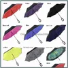 Parapluies Ménage Divers Maison Jardin Pliant Conception Double Couche Parapluie Inversé Auto Stand Pluie Inverse De Voiture Parasol Dhe3V