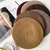 Luna and Dolphin Women Autumn Winter Wool Mushroom Hat Berets Coffee Caramel Vintage Artist Cap Painter Beanie Hat Sweet Color Warm J220722