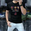 T-shirt Men's Sequins Fashion Brand Embroidery Pattern Trend 2022 Summer New Designer Yellow Male Tees Handsome Mature Man High-quality Clothing M-4XL