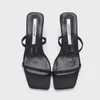 Sandaler Summer Blue Satin Wedge Heel Square Toe Open Women Black Sandalsandals