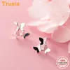 stud trustdavis Real 925 Sterling Silver Fashion Sweet Simple Ensect Butterfly for Women Wedding Party S925 هدية DA1717STUD DALE22