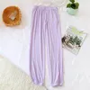 Women's Sleepwear Women Pajamas Elastic Waist Cropped Pants Modal Solid Color Sleep Nightwear Casual Loose Home Clothing TrousersWomen's