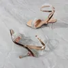 Sandals Women's Fashion 2022Summer Glass Chain Ankle Strap High Heel Sexy Stiletto Party Shoes 9CMSandals