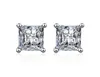 Special shaped S925 silver ear nail female square mosan Diamond Stud Earrings lab diamond