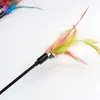 Juguetes para Gatos Multicolor, juguete interactivo con pluma de pavo y varita cazadora de alambre con campana, HH002