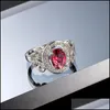 Cluster Ringe Schmuck Anillos Yuzuk Ehering Sterling Silber 925 Erstellt Rubin Verlobung für Frauen Versprechen Aussage Feiner Schmuck1 Tropfen De