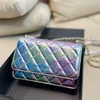 CC Bag Wallets 22P Womens Laser Colorful Classic Mini Flap Purse Bags Quilted GHW Crossbody Shoulder Wallet With Chain Card Holder243O