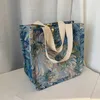 Borsa in tela vintage con pittura a olio per donna 2023 Trend nuove borse a tracolla di design piccole Borsa tote casual femminile Borsa shopper di moda