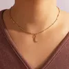 Collier avec pendentif papillon et lune pour femmes, breloques brillantes, strass, cœur, lettre, feuille, chaîne ras du cou, bijoux de mariage, 2022