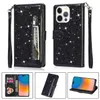 Glitzer Leder Reißverschluss Brieftasche Flip Cases Fotorahmen Kartensteckplatz TPU Cover Free Strap für iPhone 14 13 12 11 Pro Max XR XS X 8 Plus Samsung S20 FE S21 S22 Ultra