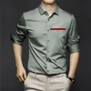 Men's Dress Shirts popularCasual Mens Designer Polos Long Sleeve Autumn Spring Man Shirt Tops Breathable Ice Silk 9JOF