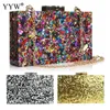 Portefeuille élégant multicolore paillettes sac de soirée de luxe femmes mariée fête bal Blingbling mariage pochette sac à main acrylique sac à main 220401