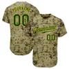 Custom Camo Green-Gold Salute autentica per il servizio Jersey di baseball 65756