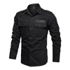 Cargo Shirts for Men Military Style Casual Long Sleeve Tactical Shirts Men's Spring Pocket Button Male Shirts Letter Printing 220401