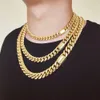 Cuban Link Catena Collana Bracciale Set oro Design in acciaio inossidabile Design a molla