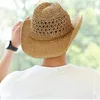 Beach Sun Protection Hat for Men Western Cowboy Shade hat Man Spring Summer Jazz Top Cap Mens Straw Wide Brim Hats Male Fashion Caps Outdoor Sunhat Sunhats