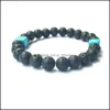 Brins de perles 4 styles carrés turquoise naturel bracelet bijoux 8 mm aromathérapie pierre de lave noire bricolage essentiel Oi Yydhhome Dhrld