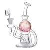 New Unique Pink Beach Ball Showerhead Perc Hookahs Dab Rig Recycle Water Pipes 4mm Heady Glass Bongs High Quality 14mm Female Joint Percolator With Banger XL-2242