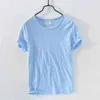 Summer Pure Slub Cotton T-shirt For Men O-Neck Solid Color Casual Thin T Shirt Basic Tees Male Short Sleeve Tops Clothing Y220606