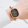 손목 시계 최고의 브랜드 여성 팔찌 시계 숙녀 얇은 가죽 스트랩 모조 다이아몬드 손목 시계 아랍어 숫자 다이얼 쿼츠 시계 선물