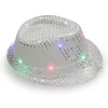 Cappelli jazz a LED che lampeggiano le paillettes illuminanti cappelli da ballo da ballo fantasia