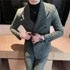 Men's Suits & Blazers Top Quality Double Breasted 2 Piece Suit Men Business Formal Casual Party Prom Wedding Fashion Blazer Jacket Pants