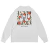 Men's T-Shirts Hip Hop Streetwear Men T Shirt Letter Flower Printed Vintage Washed 2022 Harajuku Oversized Gothic Long Sleeve TopsMen's
