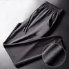Calça masculina calça masculina de seda de gelo rápido de seda respirável nove pontos finos de fitness de malha solta calça de ar -condicionado 220621