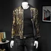 Giacche da uomo Luxury Black Gold Print Party Jacket Outfit Club Bar Coat Uomo Casaca Hombre 2022 Spring Jacquard Bomber Clothes