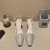 Femmes Designer Robe Chaussures Talons Hauts Ballerine Danse Mode Sexy Chat Talon Maille Strass Bout Pointu En Cuir Plat Dames Chaussures De Fête De Mariage Sandales