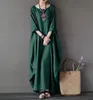 Femmes tenue décontractée femmes vêtements vêtements col rond été Vintage trois quarts manches Robe Maxi robes amples pour le printemps été