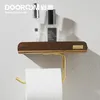 Dooroom Nordic черный ореховый орех из латунной деревянной туалетной бумаги Ванная комната T200425