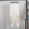 Pantalones de dos piezas para mujer Moda Mujer Chándal 2022 Otoño Invierno Conjunto Hoja de oro Disco Flor Bordado Suéter Punto SportsuitsMujeres