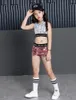 414 ans filles rose Sequin Crop hauts Shorts veste Dancewear Costume Hip Hop moderne Jazz danse scène Performance porter 220809