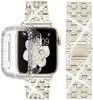 luxe diamanten hoesjes met roestvrij stalen horlogeband band dames diamanten armband polsband voor apple watch 8 7 6 5 4 3 2 bands fashion designer 45 mm 41 mm horloges cover