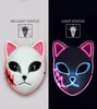 Halloween Demon Slayer Led Light Mask Anime Fox Skelet Cosplay Party Rave Decor Mask Toys For Children Adult Halloween Party Gifts