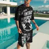 Tute da uomo Tendenza estiva Stampa 3D Motivo a teschio Uomo Set Completo da 2 pezzi Abbigliamento sportivo Moda T-shirt oversize Spiaggia Casual StreetwearUomo