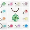 Pendanthalsband Chokers Party Fashion Flower Leather Ball Crystal Glass Torkat blommor Halsband Drop Leverans 2021 Juvel DHSeller2010 DHXC9