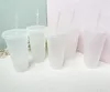 24 oz tasse transparente en plastique Tubler transparent été réutilisable à froid à boire du jus de café avec couvercle et paille F0804G03