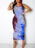 Casual jurken vrouwen graffiti slanke fit jurk damesmeisjes boho long maxi avond feest strand bodycon sundresscasual