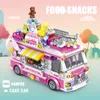 City Street View helado coche tienda de comida Mini bloques de construcción Camping vehículo amigos ladrillos DIY juguetes para niños niñas 220715