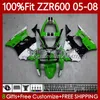 100% Fit Fairings For KAWASAKI NINJA 600CC ZZR-600 600 CC 2005-2008 Bodywork 134No.73 ZZR600 Green blk 05 06 07 08 ZZR 600 2005 2006 2007 2008 Injection Mold Body Kit