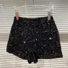 Spring and Autumn Black Velvet Short Sequined Shiny Versatile Short Pants Clubwear Shorts Pants High Street 220701