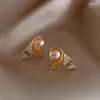 Stud South Korea's Design Fashion Jewelry Exquisite Copper Inlaid Zircon Creative Fish Tail Pearl Elegant Female EarringsStud Odet22 Far