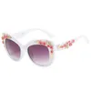 2019 luxe reine lunettes De soleil yeux de chat pour Rose fleur Vintage filles Oculos De Sol surdimensionné marque Design femmes lunettes de soleil